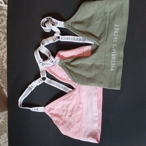 Victoria's Secret Women's  Bralettes Size XS Green and Pink 2 pack